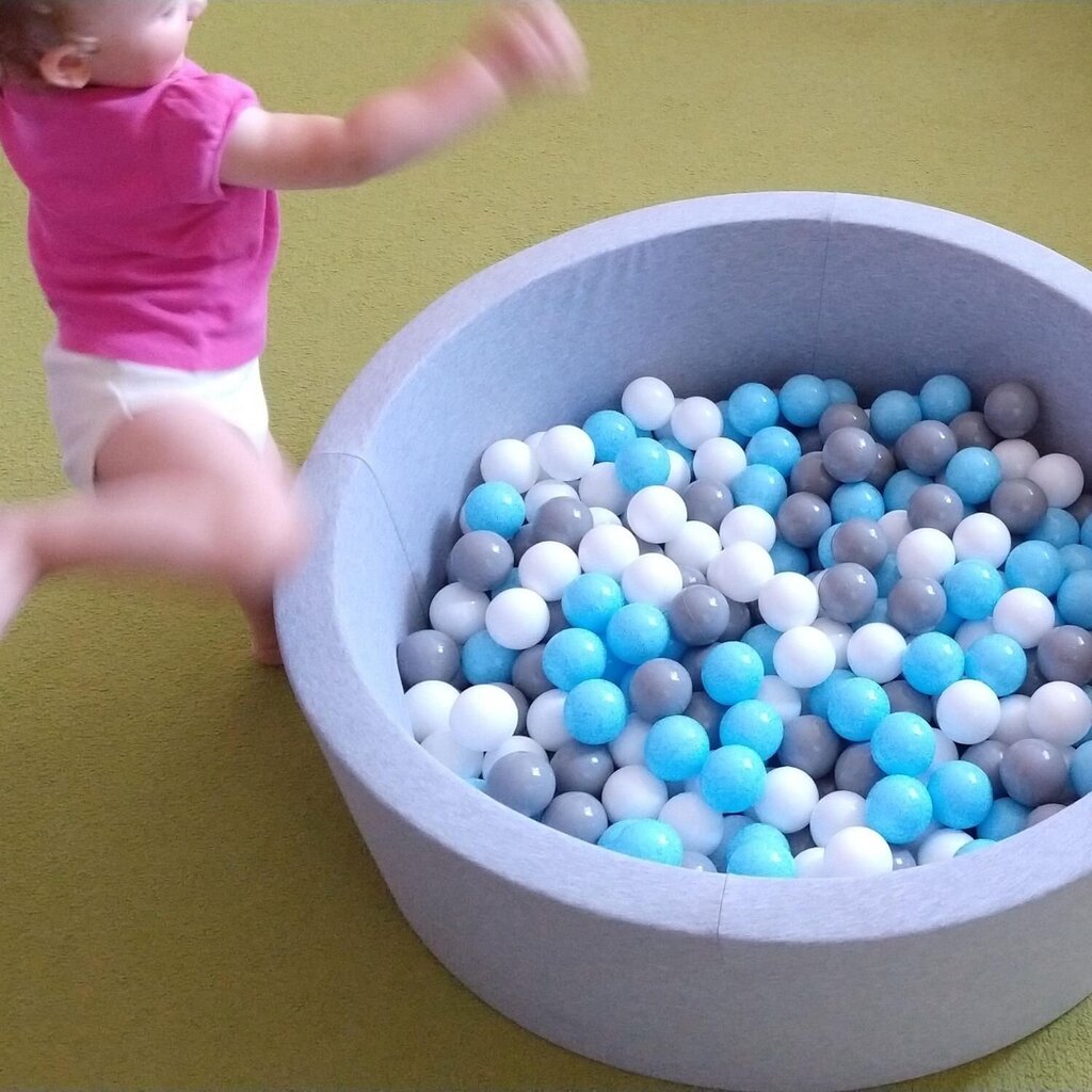 Kamuoliukų baseinas Selonis 90x30 cm, 200 kamuoliukų, pilkas kaina ir informacija | Žaislai kūdikiams | pigu.lt