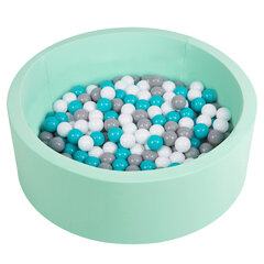 Мягкий круглый бассейн с мячами Selonis Toddler Foam, 90x30 см/200 мячей, серый/белый/бирюзовый цена и информация | Игрушки для малышей | pigu.lt