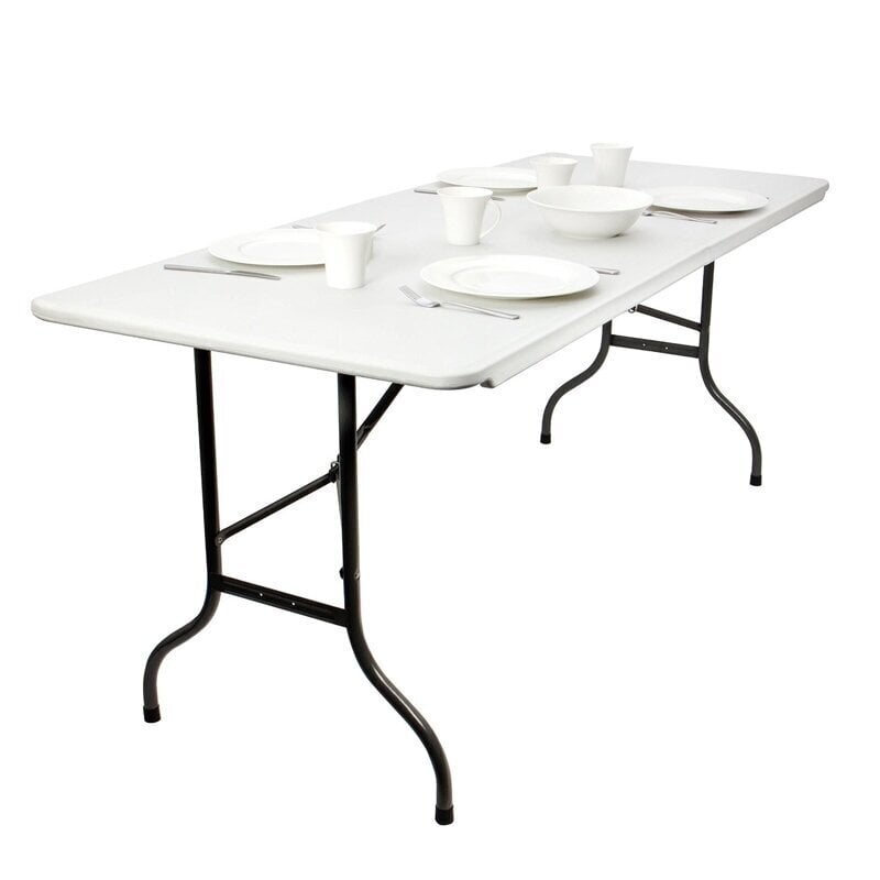 Sulankstomas stalas, 180x75 cm, baltas цена и информация | Lauko stalai, staliukai | pigu.lt