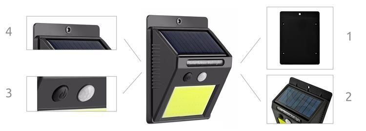 Gatvės šviestuvas su saulės baterija ir judesio jutikliu kaina ir informacija | Lauko šviestuvai | pigu.lt