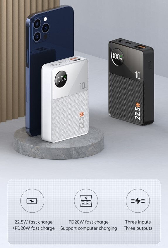 Cyke Q8 30000mAh 22,5W greito įkrovimo mobilusis maitinimo blokas su LED ekranu (Power Bank) kaina ir informacija | Atsarginiai maitinimo šaltiniai (power bank) | pigu.lt