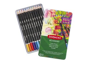 Spalvotų pieštukų rinkinys Derwent Academy, 12 spalvų kaina ir informacija | Kanceliarinės prekės | pigu.lt