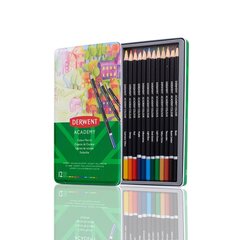 Spalvotų pieštukų rinkinys Derwent Academy, 12 spalvų kaina ir informacija | Kanceliarinės prekės | pigu.lt