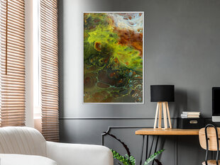 Plakatas Turbulent Green, Baltas rėmelis, 30x45 цена и информация | Репродукции, картины | pigu.lt