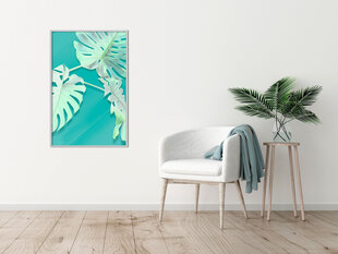 Plakatas Teal Monstera, Baltas rėmelis, 30x45 цена и информация | Репродукции, картины | pigu.lt