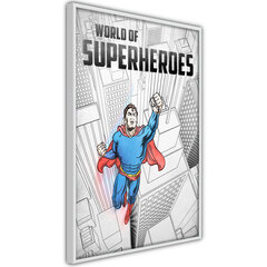 Plakatas Superhero, Baltas rėmelis, 30x45 kaina ir informacija | Reprodukcijos, paveikslai | pigu.lt