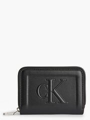 Женский кошелек CALVIN KLEIN Sculpted Med Zip Around Pipping Black 545008772 цена и информация | Женские кошельки, держатели для карточек | pigu.lt