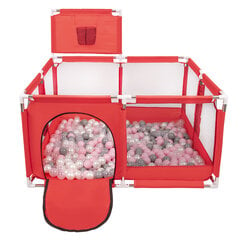 Детский манеж с корзиной и 200 мячами Selonis, красный: пудрово-розовый/жемчужный/прозрачный цена и информация | Игрушки для малышей | pigu.lt