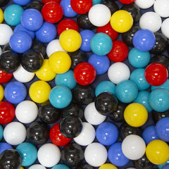 Квадратный манеж Selonis Square Play Pen Filed со 100 мячами, синий: черный/белый/синий/красный/желтый/бирюзовый цена и информация | Игрушки для малышей | pigu.lt