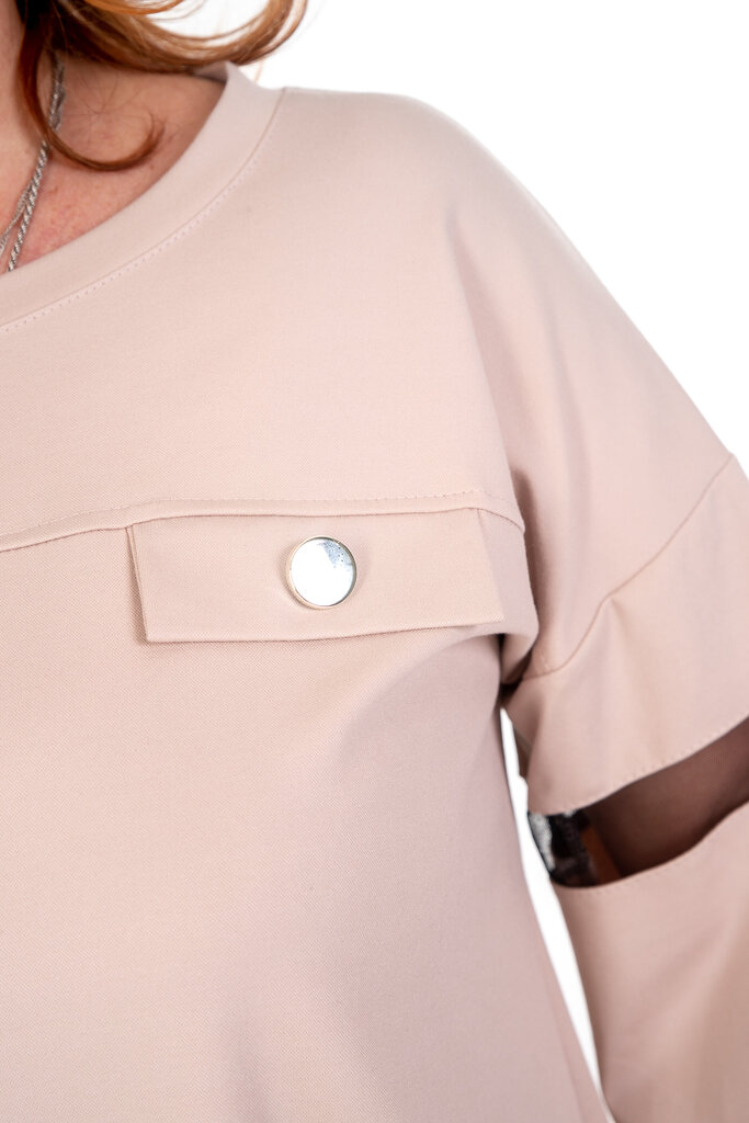Elegantiška palaidinė kombinuotomis rankovėmis kaina ir informacija | Palaidinės, marškiniai moterims | pigu.lt