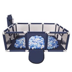 Квадратный манеж Selonis с 200 шариками, синий: жемчужный/серый/прозрачный/синий/мята цена и информация | Манежи для детей | pigu.lt