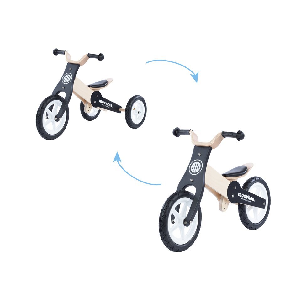 Triratis balansinis dviratis Moovkee Jane 2in1, rudas/juodas kaina ir informacija | Balansiniai dviratukai | pigu.lt