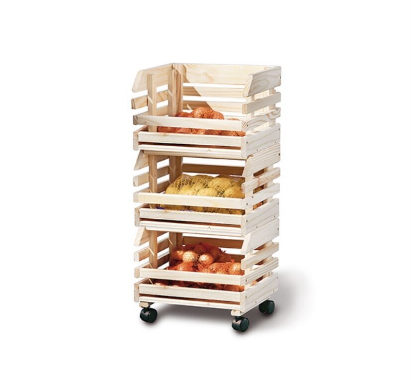 Medinė dėžė produktų laikymui, 37x30x80cm kaina ir informacija | Virtuvinės spintelės | pigu.lt