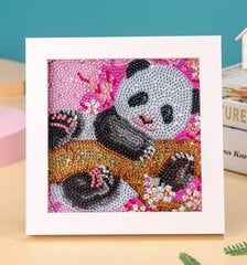 Deimantinė mozaika su rėmeliu Panda 18x18 cm kaina ir informacija | Deimantinės mozaikos | pigu.lt