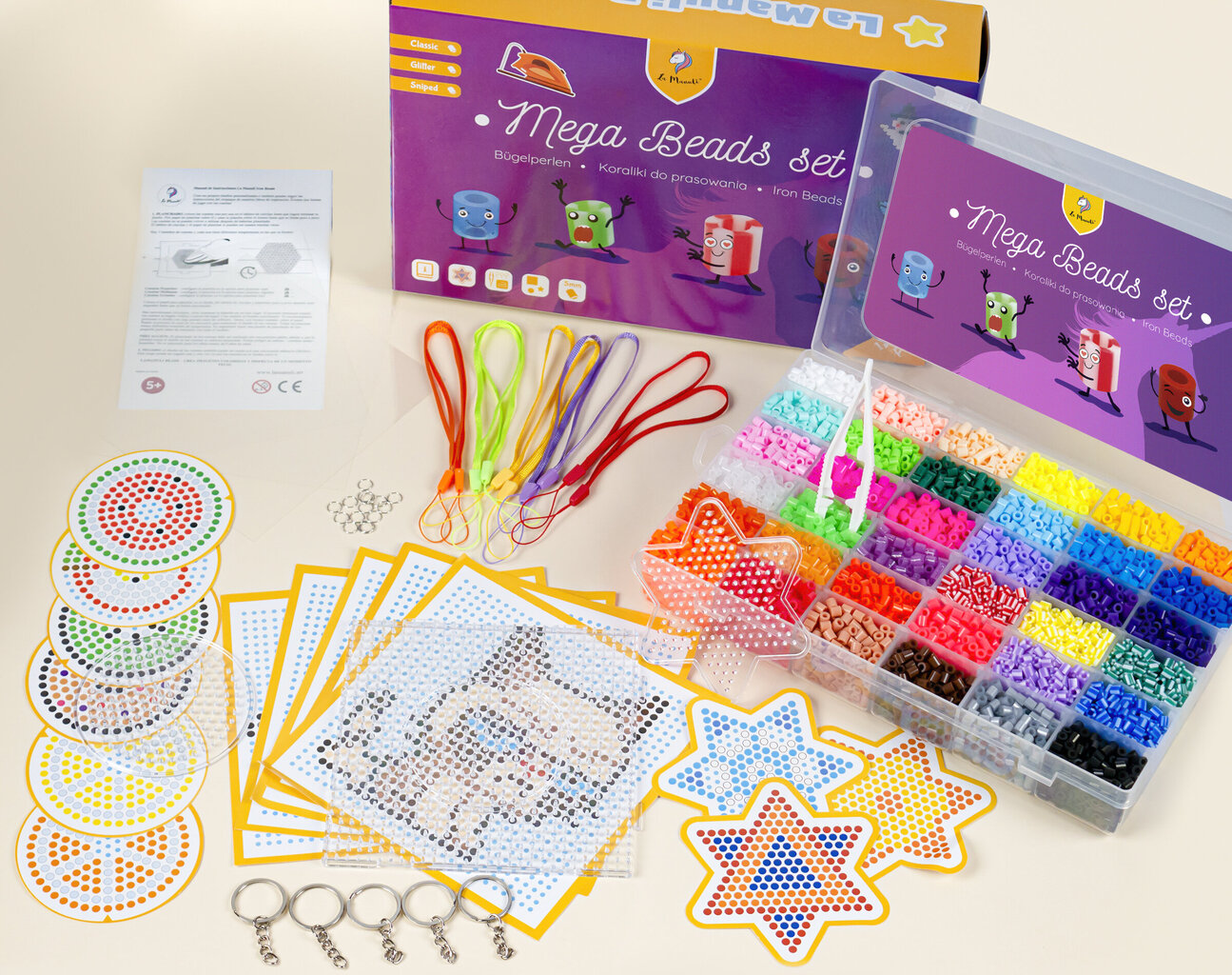 Kūrybinis lyginimo karoliukų rinkinys „Mega beads set" La Manuli, 11 000 vnt. kaina ir informacija | Lavinamieji žaislai | pigu.lt