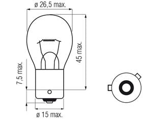 Lemputė BAU15s, 21W kaina ir informacija | Automobilių lemputės | pigu.lt