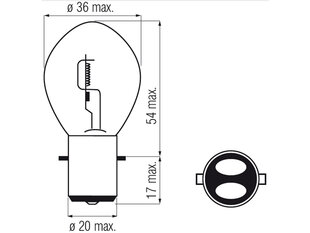 Lemputė BA20d, 25/25W kaina ir informacija | Automobilių lemputės | pigu.lt