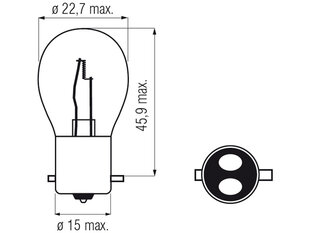 Lemputė BAX15d, 20/20W цена и информация | Автомобильные лампочки | pigu.lt