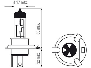 Lemputė H4, 60/55W kaina ir informacija | Automobilių lemputės | pigu.lt