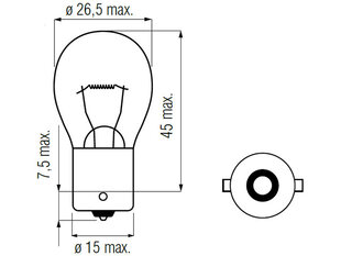 Lemputė BA15s, 12V, 21W цена и информация | Автомобильные лампочки | pigu.lt