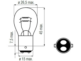 Lemputė BAY15d, 18/5W kaina ir informacija | Automobilių lemputės | pigu.lt