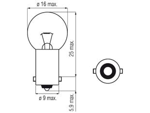 Lemputė BA9s, 7.5W, 15X29 kaina ir informacija | Automobilių lemputės | pigu.lt