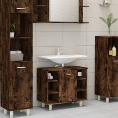 Vonios spintelė, dūminio ąžuolo, 60x32x53,5cm, apdirbta mediena цена и информация | Комплекты в ванную | pigu.lt
