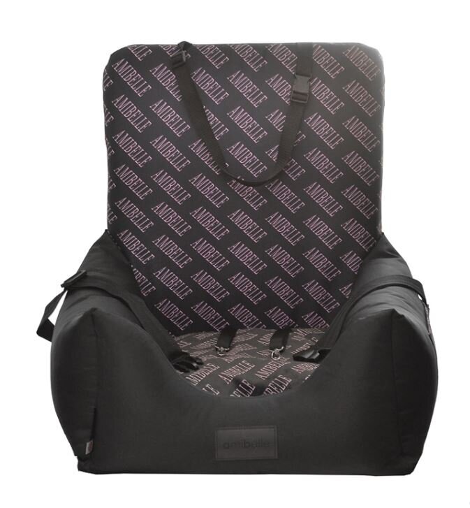 Automobilinė kėdutė augintiniui Amibelle Lady Print, juoda/ rožinė, 60x50x20 cm kaina ir informacija | Kelioniniai reikmenys | pigu.lt