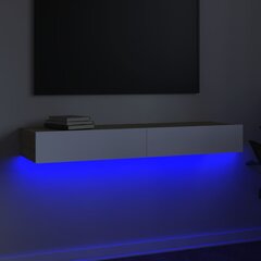 Televizoriaus spintelė su LED, balta ir ąžuolo, 120x35x15,5cm kaina ir informacija | TV staliukai | pigu.lt