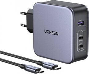 UGREEN Зарядное устройство UGREEN CD289, 2x USB-C, 1x USB-A, GaN, 140 Вт, кабель 2 м (серебристый) цена и информация | Зарядные устройства для телефонов | pigu.lt