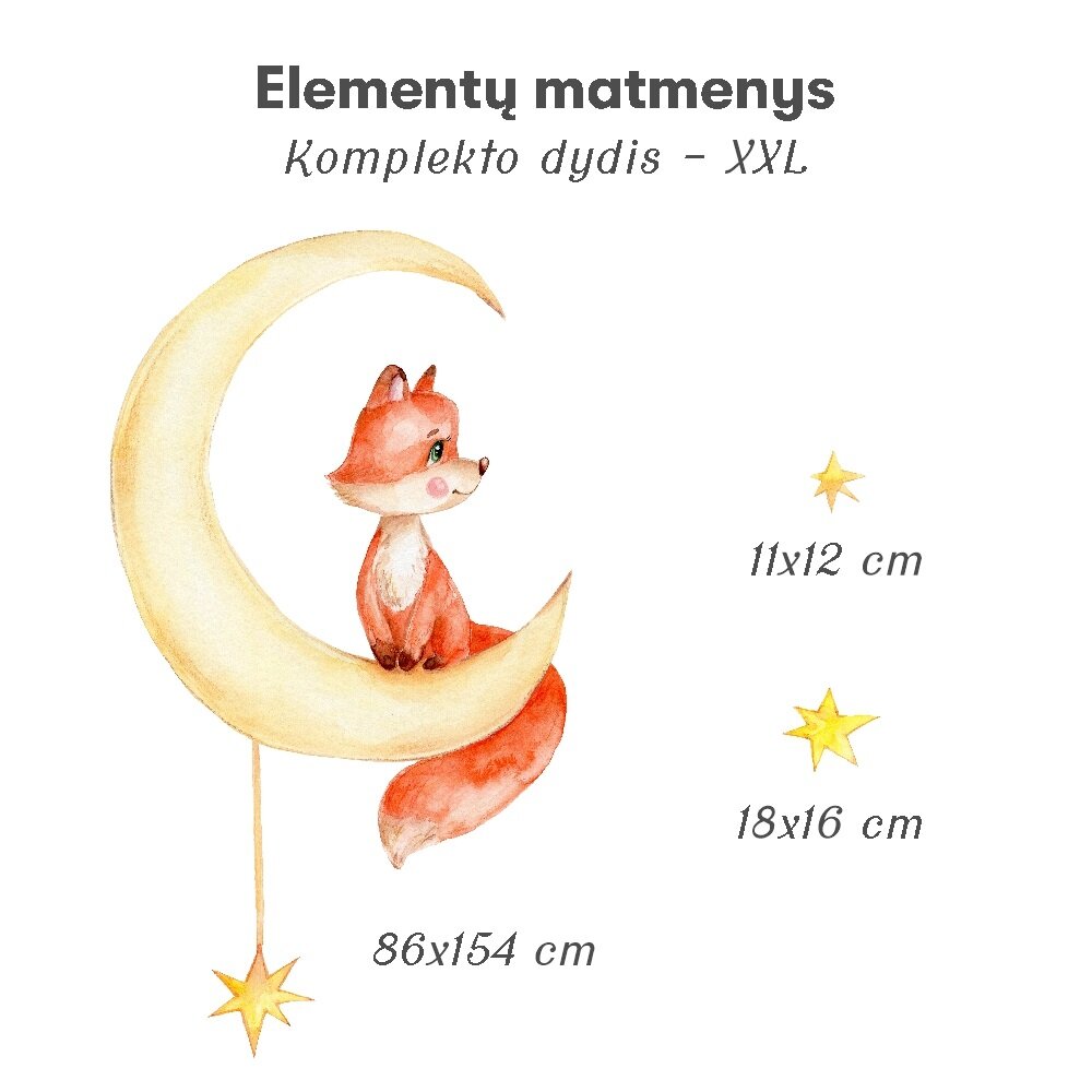 Vaikiškas interjero lipdukas Fox Cub on the Moon kaina ir informacija | Interjero lipdukai | pigu.lt