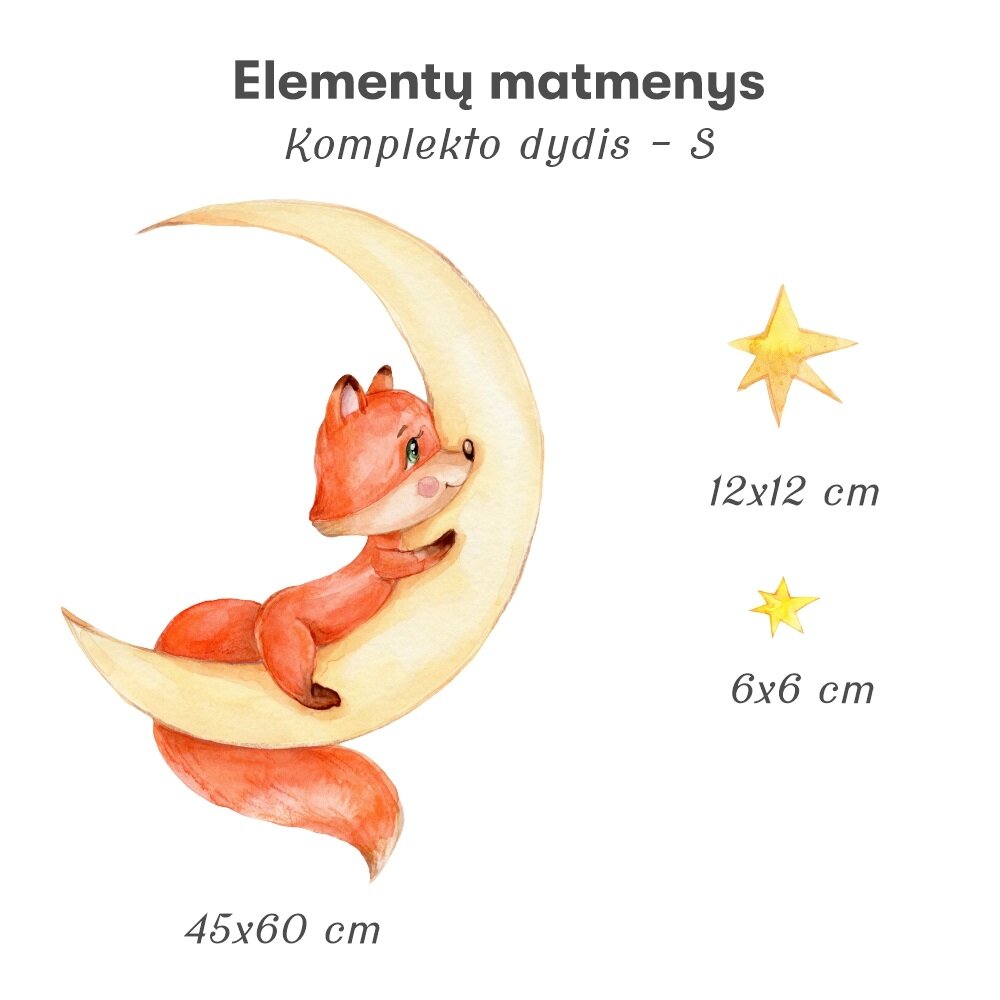 Vaikiškas interjero lipdukas Fox Cub in the Moon kaina ir informacija | Interjero lipdukai | pigu.lt