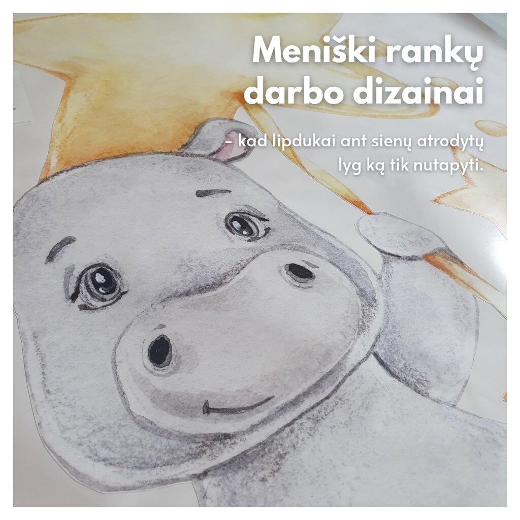 Vaikiškas interjero lipdukas Hippo Cub with Stars kaina ir informacija | Interjero lipdukai | pigu.lt