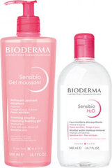 Rinkinys Bioderma Sensibio: micelinis vanduo H2O, 500 ml + prausiklis, 500 ml kaina ir informacija | Veido prausikliai, valikliai | pigu.lt