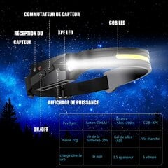 Pavritam Налобный фонарь,  с датчиком COB + XPE, 5 режимов, сверхяркий, водонепроницаемый, Класс энергопотребления A+ цена и информация | Фонари и прожекторы | pigu.lt