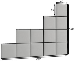 Комплект мягких настенных панелей NORE Quadratta Monolith 97, серый цвет цена и информация | Мягкие стеновые панели | pigu.lt