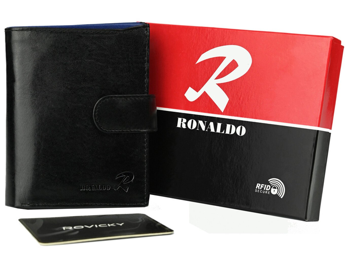 Vyriška natūralios odos piniginė Ronaldo, juoda kaina ir informacija | Vyriškos piniginės, kortelių dėklai | pigu.lt