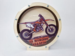 Medinė spalvota taupyklė su Enduro motociklu kaina ir informacija | Originalios taupyklės | pigu.lt