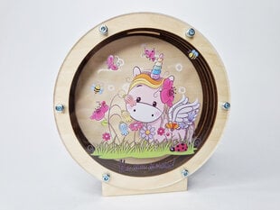 Деревянная круглая цветная копилка с единорогом в подарок девочке цена и информация | Оригинальные копилки | pigu.lt