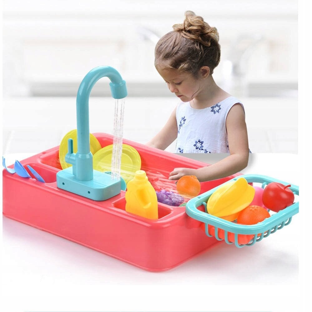 Vaikiška kriauklė su tekančiu vandeniu ir priedais, rožinė kaina ir informacija | Žaislai mergaitėms | pigu.lt
