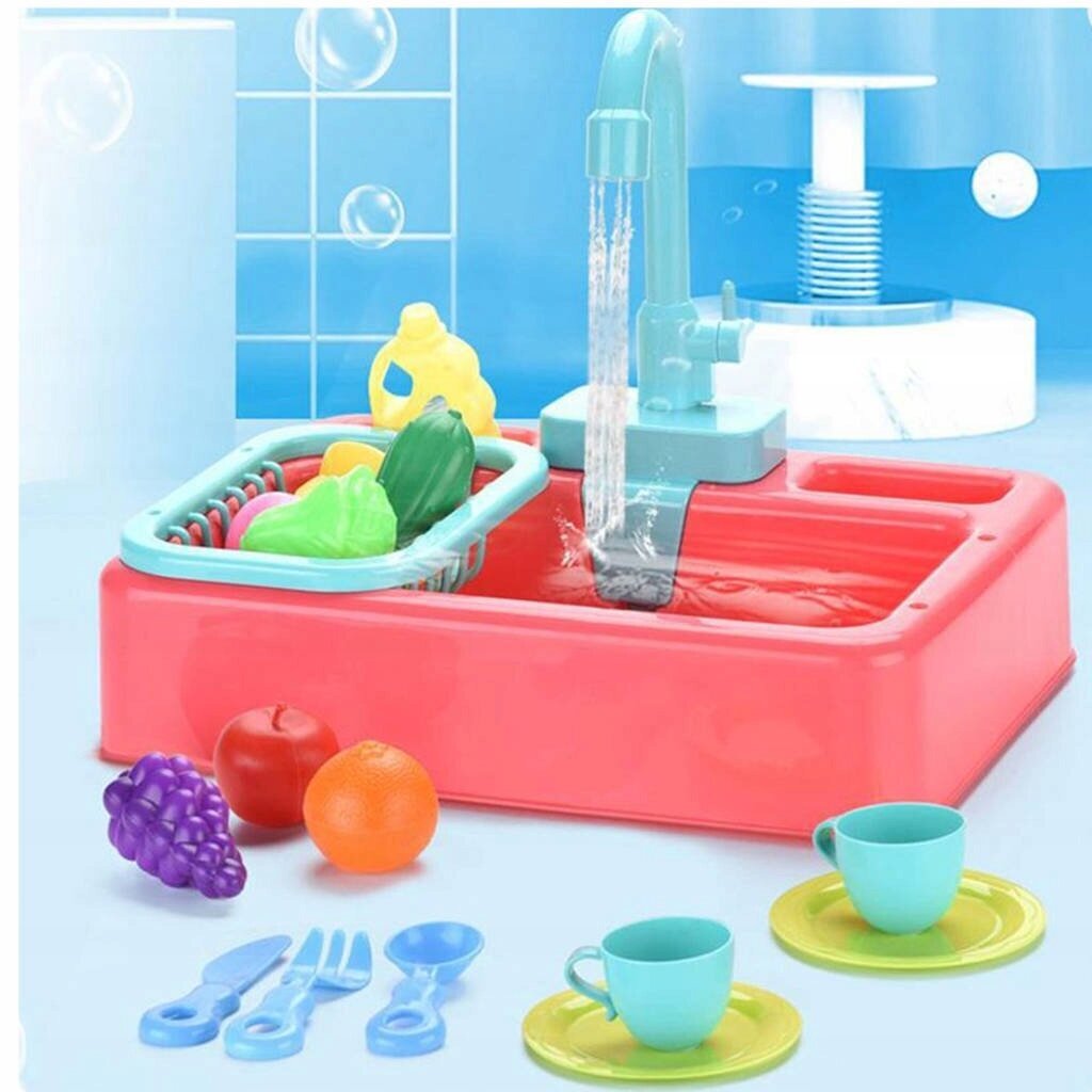 Vaikiška kriauklė su tekančiu vandeniu+ ir priedai, mėlyna kaina ir informacija | Lavinamieji žaislai | pigu.lt