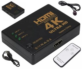 Переключатель HDMI 4K с дистанционным управлением цена и информация | Адаптеры, USB-разветвители | pigu.lt