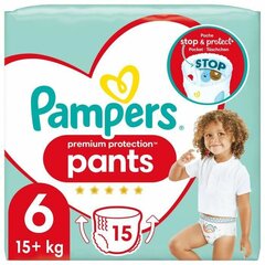 Vienkartinės sauskelnės Pampers Premium Protection 6 (+15kg), 15 vnt kaina ir informacija | Sauskelnės | pigu.lt