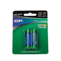 Аккумуляторные батарейки EDM Max Pro II Eco-Series 2600 mAh AA HR6 1,2 V (2 штук) цена и информация | Батарейки | pigu.lt