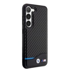 BMW M PU Carbon Blue Line Case for Samsung Galaxy S23 Black цена и информация | Чехлы для телефонов | pigu.lt