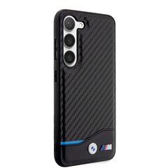 BMW M PU Carbon Blue Line Case for Samsung Galaxy S23+ Black цена и информация | Чехлы для телефонов | pigu.lt