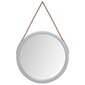 vidaXL Sieninis veidrodis su dirželiu, sidabrinis, 35cm skersmens kaina ir informacija | Veidrodžiai | pigu.lt