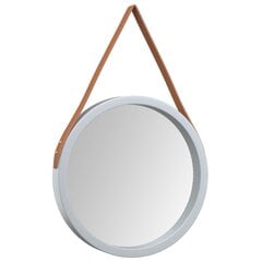 vidaXL Sieninis veidrodis su dirželiu, sidabrinis, 35cm skersmens kaina ir informacija | Veidrodžiai | pigu.lt