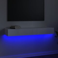 TV spintelė su LED apšvietimu, balta, 120x35x15,5cm цена и информация | Тумбы под телевизор | pigu.lt