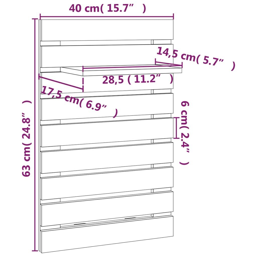 Sieninės lentynos prie lovos vidaXL, 2 vnt., rudos kaina ir informacija | Lentynos | pigu.lt